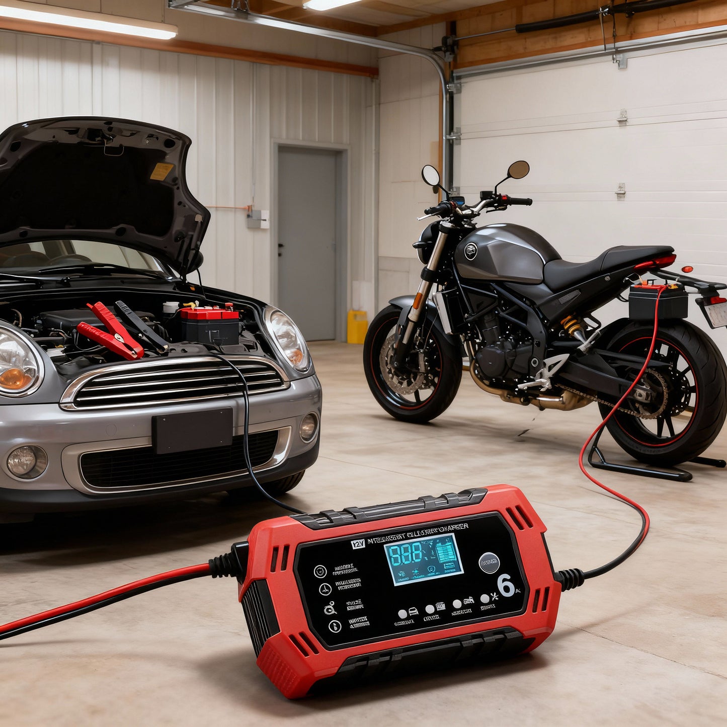 CARGADOR DE BATERIAS PARA AUTO Y MOTO