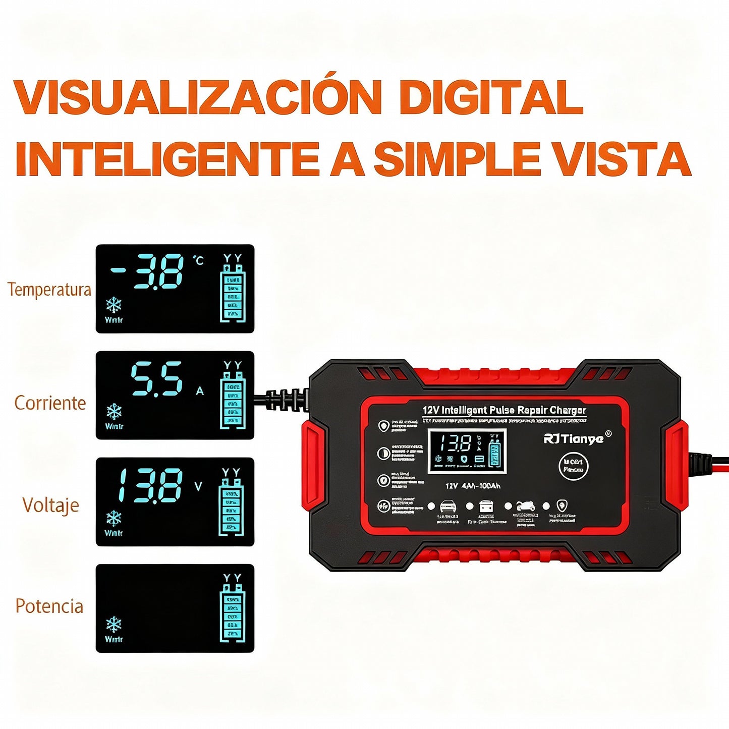 CARGADOR DE BATERIAS PARA AUTO Y MOTO