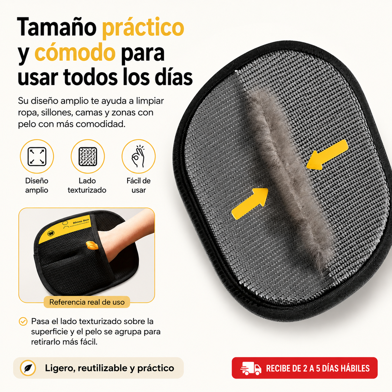 🧤 Guante Quita Pelos para Ropa, Sofás y Asientos