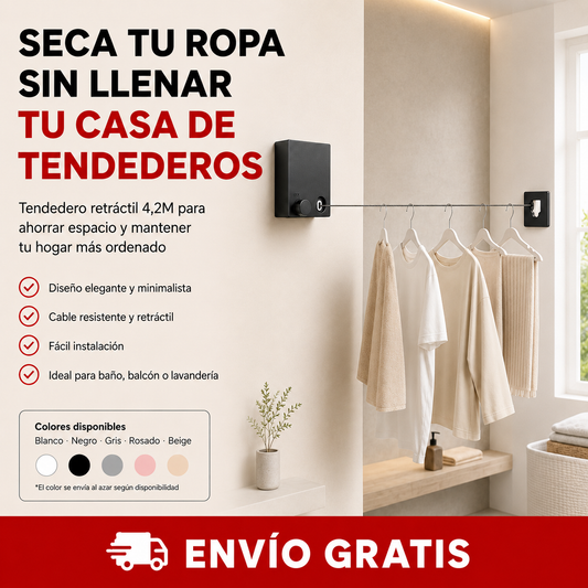 Tendedero Retráctil Rayenko 4,2M | Ahorra Espacio en Casa
