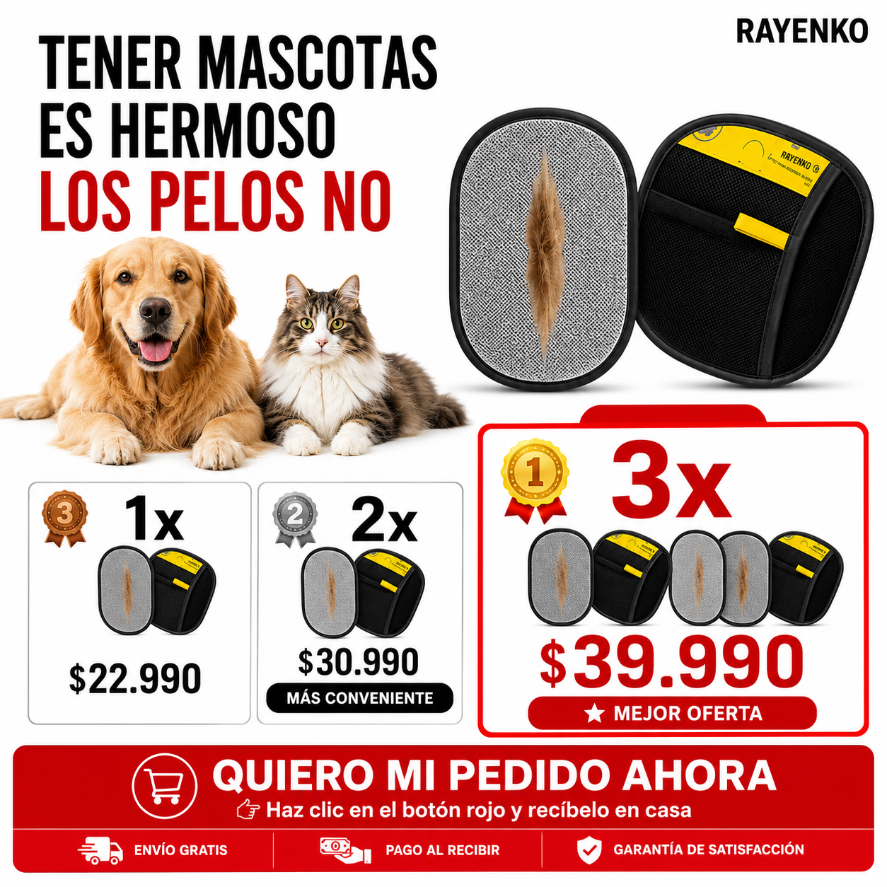 🧤 Guante Quita Pelos para Ropa, Sofás y Asientos