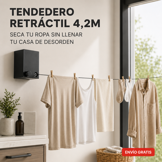 TENDEDERO RETRÁCTIL 4,2M PARA AHORRAR ESPACIO EN CASA